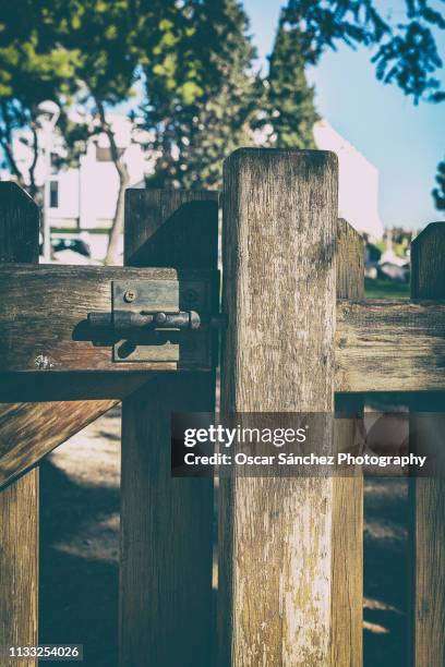 entrance door closed with a latch - latch stock-fotos und bilder