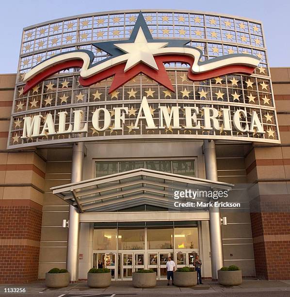 Large sign hangs above an entrance to the Mall of America July 16, 2002 in Bloomington, Minnesota. The Mall of America is the largest shopping mall...