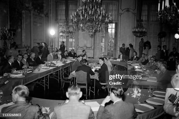 View of the inaugural meeting of the Committee of Ministers of the Council of Europe in August 1949 at Strasbourg City Hall.