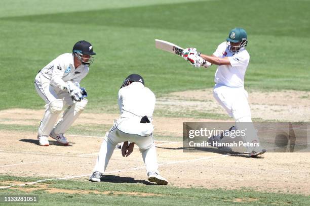 Soumya Sarkar of Bangladesh bats during day four of the First Test match in the series between New Zealand and Bangladesh at Seddon Park on March 03,...