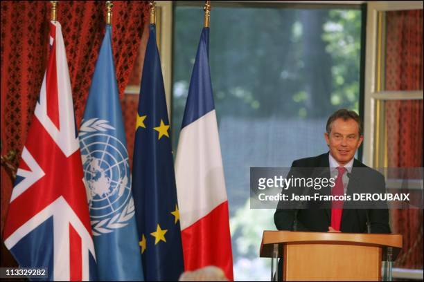British Prime Minister Tony Blair Meets French President Jacques Chirac At The Elysee Palace, Paris - On June 14Th, 2005 - In Paris, France - Here,...