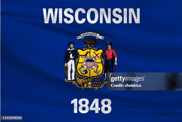 wisconsin waving flag - wisconsin stock illustrations