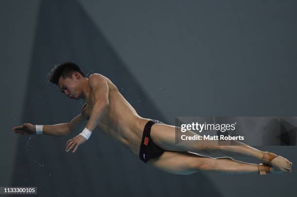 Aisen Chen of China competes during the Men's 10m Platform semifinal on day three of the FINA Diving World Cup Sagamihara at Sagamihara Green Pool on...