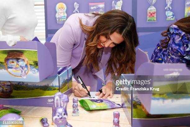 Hana Nitsche during the Milka Easter Event with Lieferando.de in Duesseldorf on March 28, 2019 in Duesseldorf, Germany.