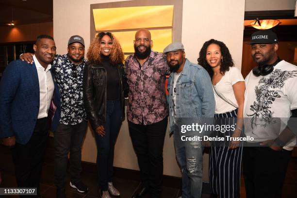 Jason Nelson, Yolanda Adams, Aaron Lindsey, Gene Moore, Kelley Purcell and C.A. Purcell attend the Recording Academy's outreach brunch at the Stellar...