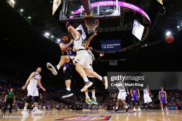 Kevin Lisch of the Kings passes during game two of the NBL Semi Final series between the Sydney Kings and Melbourne United at Qudos Bank Arena on...