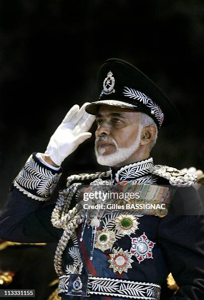 His Highness Sultan Qaboos Bin Said Attends A Military Tattoo Ceremony At The Al Fateh Stadium, For The Celebration Of The 35Th National Day Anniversary. On November 21St, 2005. In Mascate (City), Oman His Highness Sultan Qaboos Bin Said Attends A Military Tattoo Ceremony At The Al Fateh Stadium, For The Celebration Of The 35Th National Day Anniversary. On November 21St, 2005. In Mascate (City), Oman