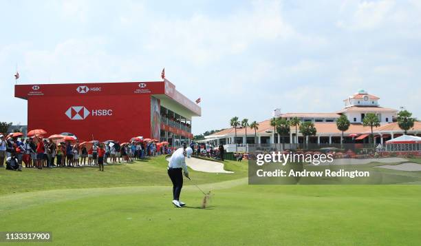 Sung Hyun Park of South Korea plays her second shot on the 18th hole during the final round of the HSBC Women's World Championship at Sentosa Golf...