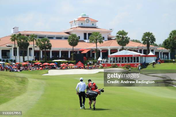 Sung Hyun Park of South Korea walks on the 18th hole during the final round of the HSBC Women's World Championship at Sentosa Golf Club on March 03,...