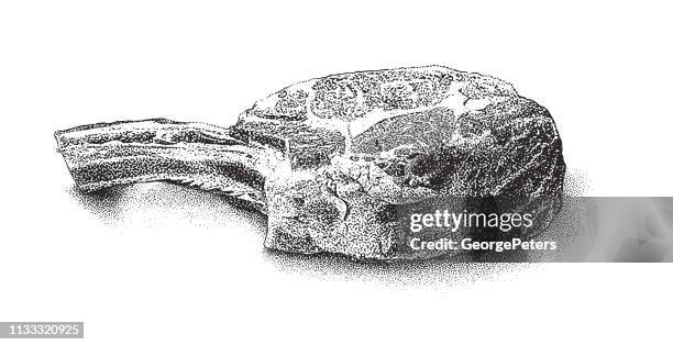 bone-in rib eye steak. usda prime, cowboy cut. - fillet stock illustrations