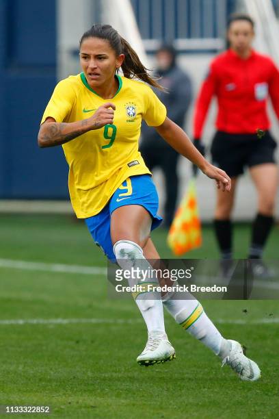 Debinha of Brazil plays during the 2019 SheBelieves Cup match between Brazil and Japan at Nissan Stadium on March 2, 2019 in Nashville, Tennessee.