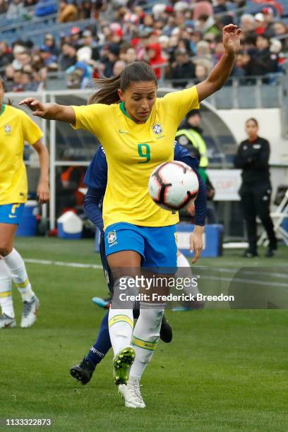 Debinha of Brazil plays during the 2019 SheBelieves Cup match between Brazil and Japan at Nissan Stadium on March 2, 2019 in Nashville, Tennessee.