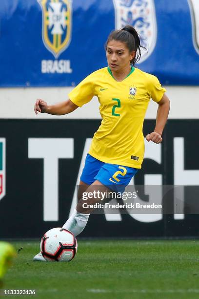 Leticia S. #2 of Brazil plays during the 2019 SheBelieves Cup match between Brazil and Japan at Nissan Stadium on March 2, 2019 in Nashville,...