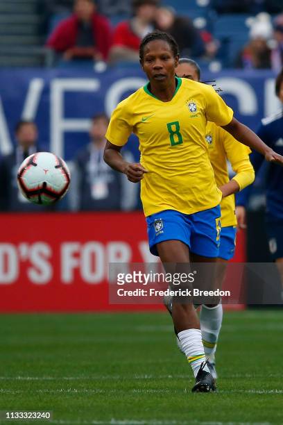 Formiga of Brazil plays during the 2019 SheBelieves Cup match between Brazil and Japan at Nissan Stadium on March 2, 2019 in Nashville, Tennessee.