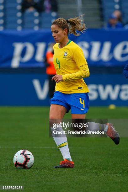 Erika of Brazil plays during the 2019 SheBelieves Cup match between Brazil and Japan at Nissan Stadium on March 2, 2019 in Nashville, Tennessee.