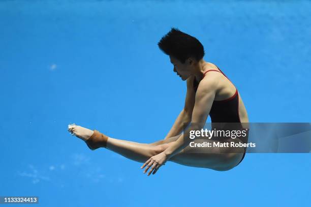 Tingmao Shi of China competes during the Women's 3m Springboard Final on day three of the FINA Diving World Cup Sagamihara at Sagamihara Green Pool...