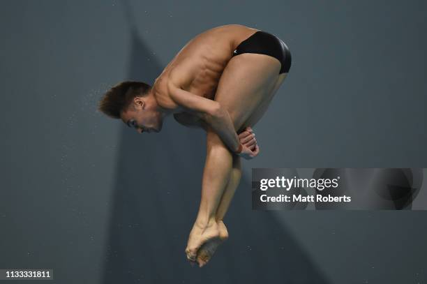 Thomas Daley of Great Britain competes during the Men's 10m Platform Final on day three of the FINA Diving World Cup Sagamihara at Sagamihara Green...