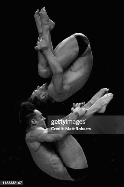 Thomas Daley of Great Britain competes during the Men's 10m Platform Final on day three of the FINA Diving World Cup Sagamihara at Sagamihara Green...