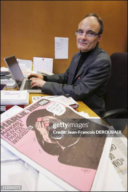 Editorial Meeting At The French Satirical Weekly Charlie Hebdo - On February 9Th, 2006 - In Paris, France - Here, Editor-In-Chief Philippe Val.