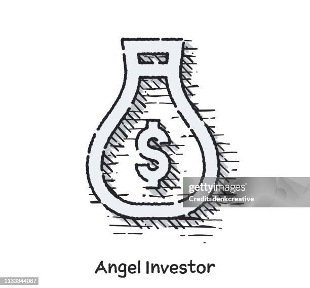 hand zieht angel investor sketch line icon für web - angel investor stock-grafiken, -clipart, -cartoons und -symbole