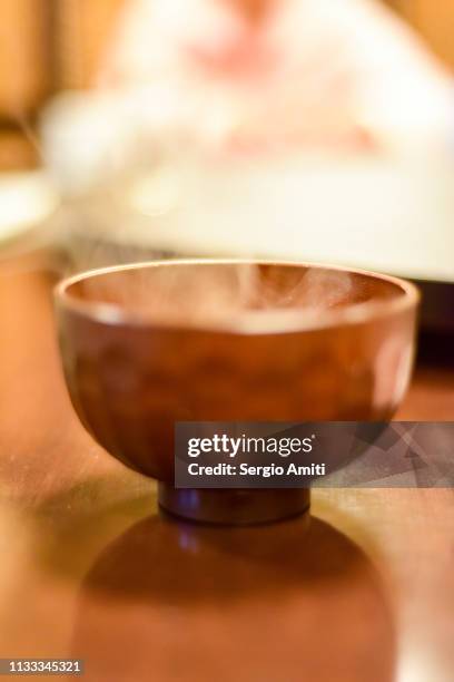 bowl of miso soup - soup bowl stock pictures, royalty-free photos & images