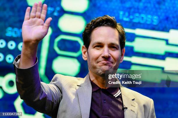 Paul Rudd, Starring Ant-Man, attends Ant-Man and The Wasp: Nano Battle! Launch ceremony on March 28, 2019 in Hong Kong, Hong Kong. The new 'Ant-Man...