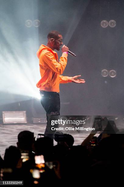 Dave performs on stage during GRM Daily Presents The Rated Legend Tribute Show In Memory Of Cadet at Brixton Academy on March 2, 2019 in London,...