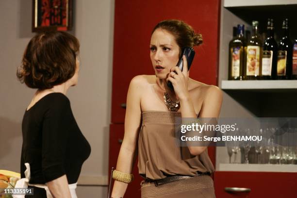 Curtain Call Of 'Les Vacances De Josepha' With Daniele Evenou And Her Son Jean-Baptiste Martin At The Rive Gauche Theater In Paris, France On May 09,...