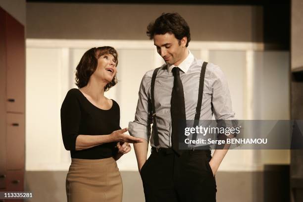 Curtain Call Of 'Les Vacances De Josepha' With Daniele Evenou And Her Son Jean-Baptiste Martin At The Rive Gauche Theater In Paris, France On May 09,...