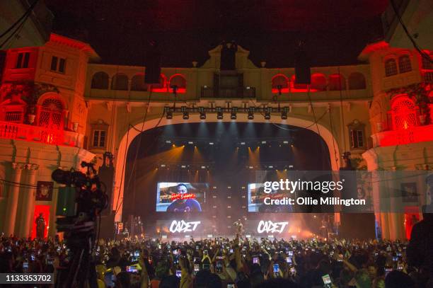 Michael Dapaah performs as Big Shaq on stage during GRM Daily Presents The Rated Legend Tribute Show In Memory Of Cadet at Brixton Academy on March...