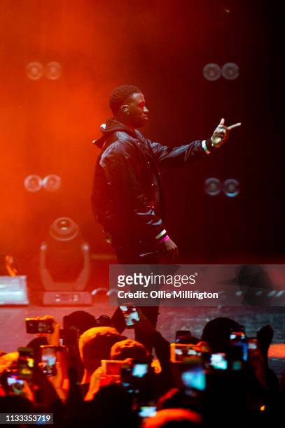 Hardy Capiro performs on stage during GRM Daily Presents The Rated Legend Tribute Show In Memory Of Cadet at Brixton Academy on March 2, 2019 in...
