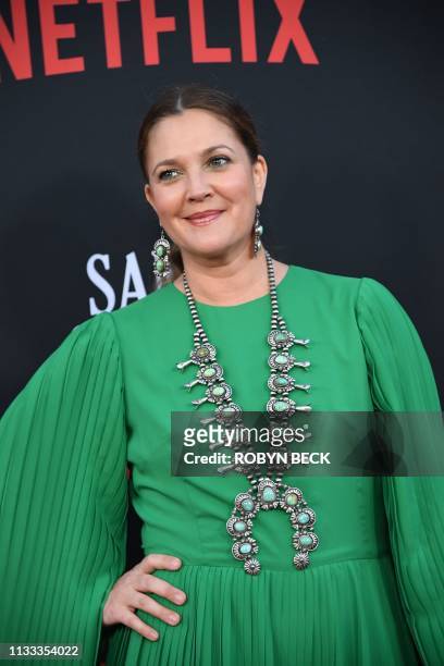 Actor Drew Barrymore attends the premiere of Netflix's "Santa Clarita Diet" Season 3, at Hollywood Post 43 in Hollywood on March 28, 2019.