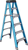 blue construction ladder
