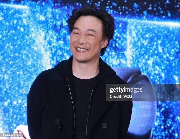 Singer/actor Eason Chan Yick-shun promotes Ogawa massage armchair on March 3, 2019 in Shanghai, China.