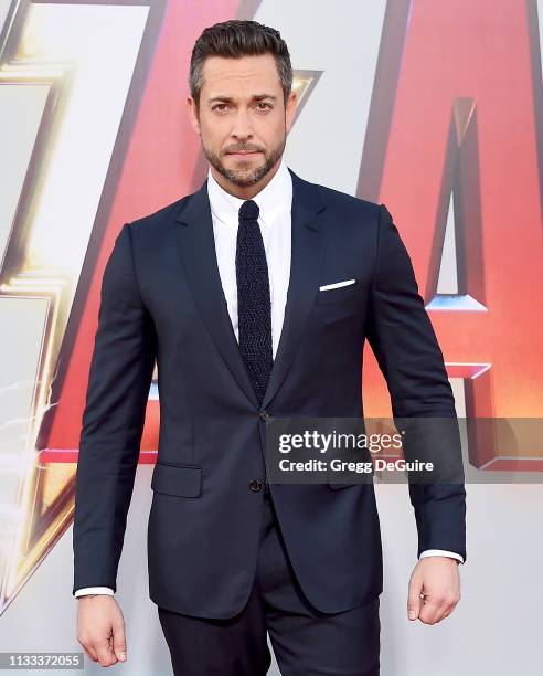 Zachary Levi attends Warner Bros. Pictures And New Line Cinema's World Premiere Of "SHAZAM!" at TCL Chinese Theatre on March 28, 2019 in Hollywood,...