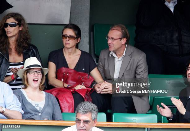 Celebrities At 2008 Roland Garros Tournament In Paris, France On May 25, 2008 - Laurent Fignon and his wife.