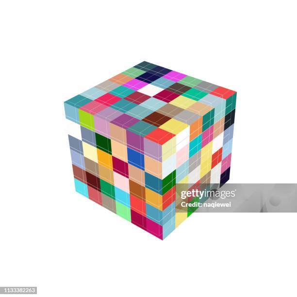 color 3d cube pattern for design - rubix cube stock illustrations