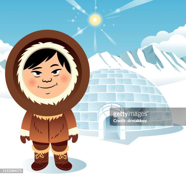 ilustraciones, imágenes clip art, dibujos animados e iconos de stock de igloo e inuit - inuit