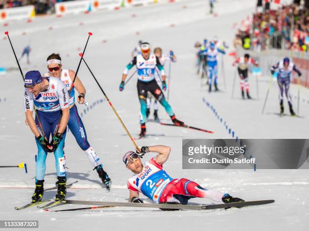 Martin Johnsrud Sundby of Norway in the finish area after finishing in fourth place in the Men's 50km Cross Country mass start during the FIS Nordic...