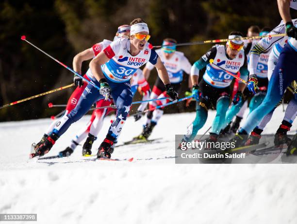 David Norris of the United States competes in the Men's 50km Cross Country mass start during the FIS Nordic World Ski Championships on March 3, 2019...