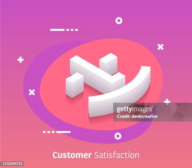 isometric customer satisfaction vector web banner & icon design - face detection stock illustrations