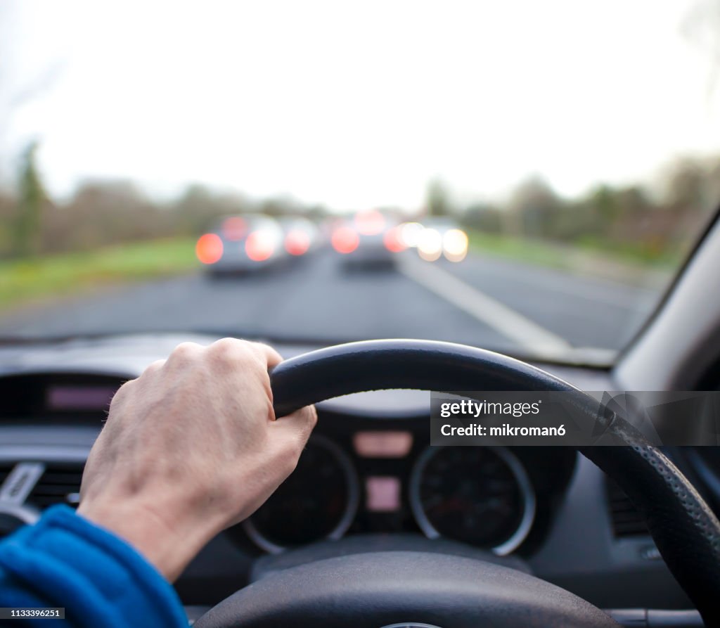 Traffic jam from the driver's perspective