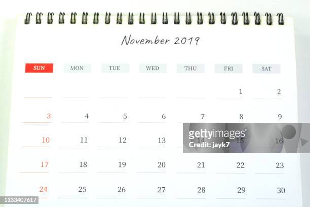 november month calendar - november 2019 calendar stock pictures, royalty-free photos & images