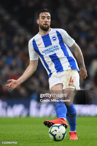 Shane Duffy of Brighton & Hove Albion in action during the Premier League match between Brighton & Hove Albion and Huddersfield Town at American...