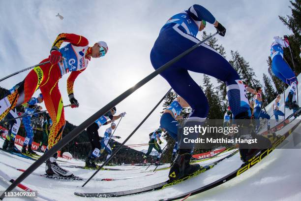 Jincai Shang of China competes in the Men's Cross Country 50k race during the FIS Nordic World Ski Championships on March 03, 2019 in Seefeld,...