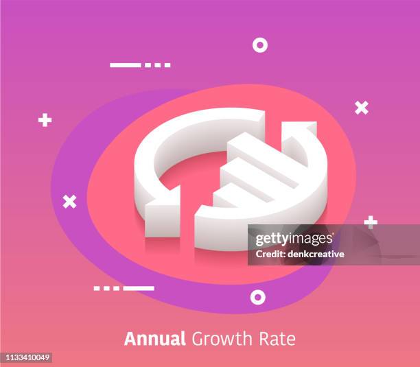 isometric growth rate vector web banner & icon design - isometric projection graph stock illustrations