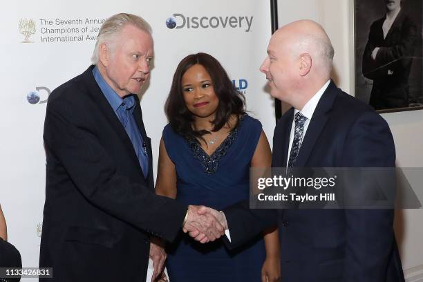 Jon Voight, Dana White, and Jason Greenblatt attend The World Values Network's 7th Annual Champions Of Jewish Values International Awards Gala at...