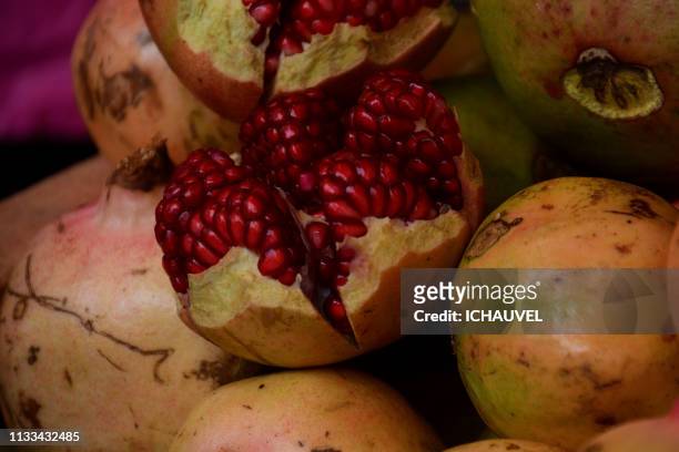pomegranates bolivia - hygiène alimentaire stock pictures, royalty-free photos & images
