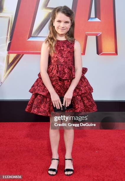 Raegan Revord attends Warner Bros. Pictures And New Line Cinema's World Premiere Of "SHAZAM!" at TCL Chinese Theatre on March 28, 2019 in Hollywood,...