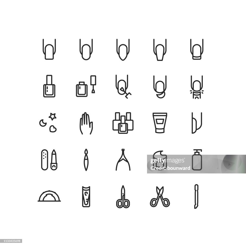 Nail Polish Manicure Outline Icons